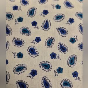 Schwartz Liebman Fabric 20x44 Blue Paisley Floral Vintage Remnant